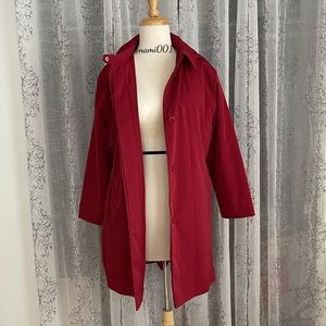Gorgeous Deep Red Jones New York Trench Coat w/Detachable Hoodie
